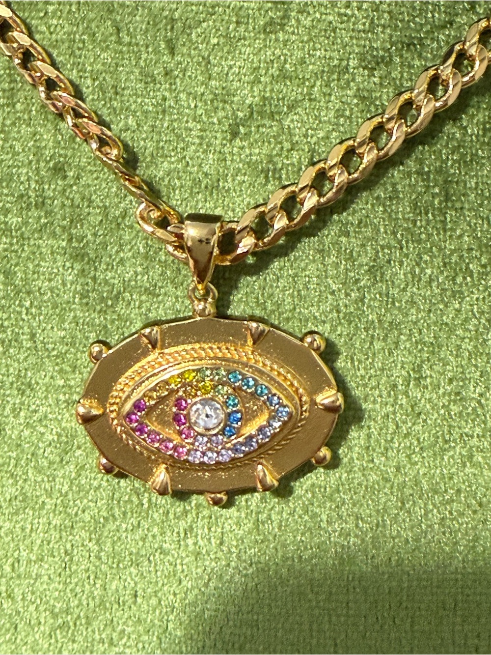 Kurt Geiger Gold Multicolor Evil Eye Pendant Necklace